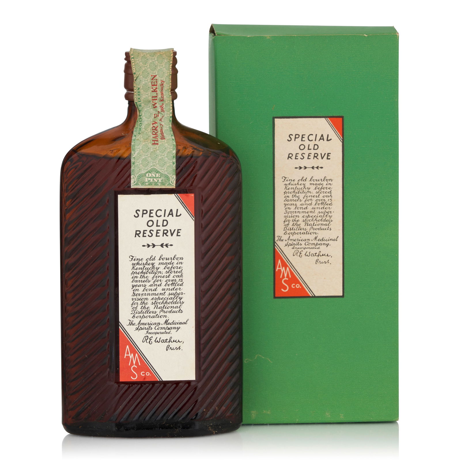 Special Old Reserve 17 Years Old, 1916 (1 bottle, pint): Special Old Reserve 17 Years Old, 1916 (1 bottle, pint) Region: Kentucky Fill Level: just below mid shoulder Packaging: original carton Alcohol content: 50% Notes: AMSCO, distilled Spring 1916 by Harr