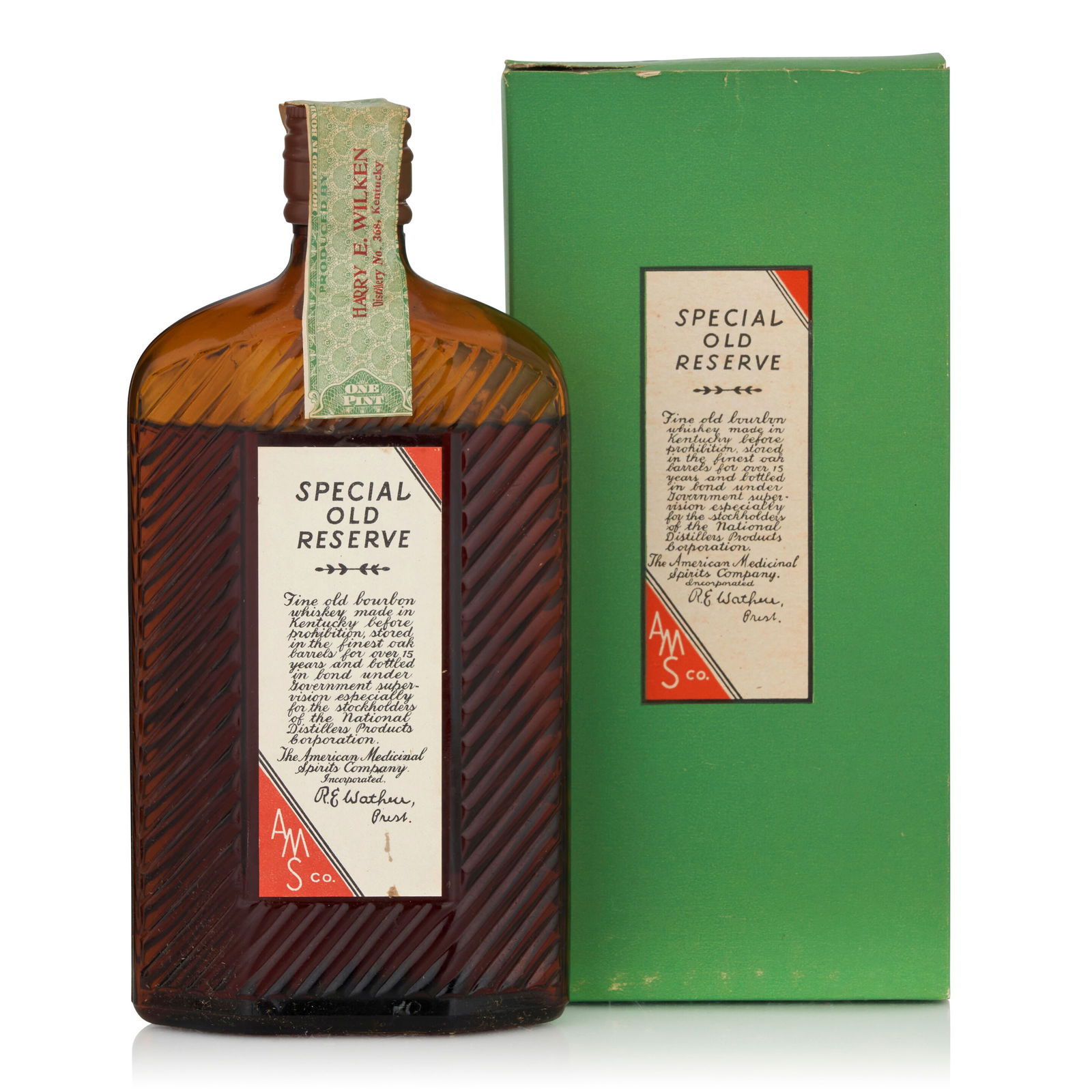 Special Old Reserve 17 Years Old, 1916 (1 bottle, pint): Special Old Reserve 17 Years Old, 1916 (1 bottle, pint) Region: Kentucky Fill Level: .5cm below shoulder Packaging: original carton Alcohol content: 50% Notes: AMSCO, distilled Spring 1916 by Harry E