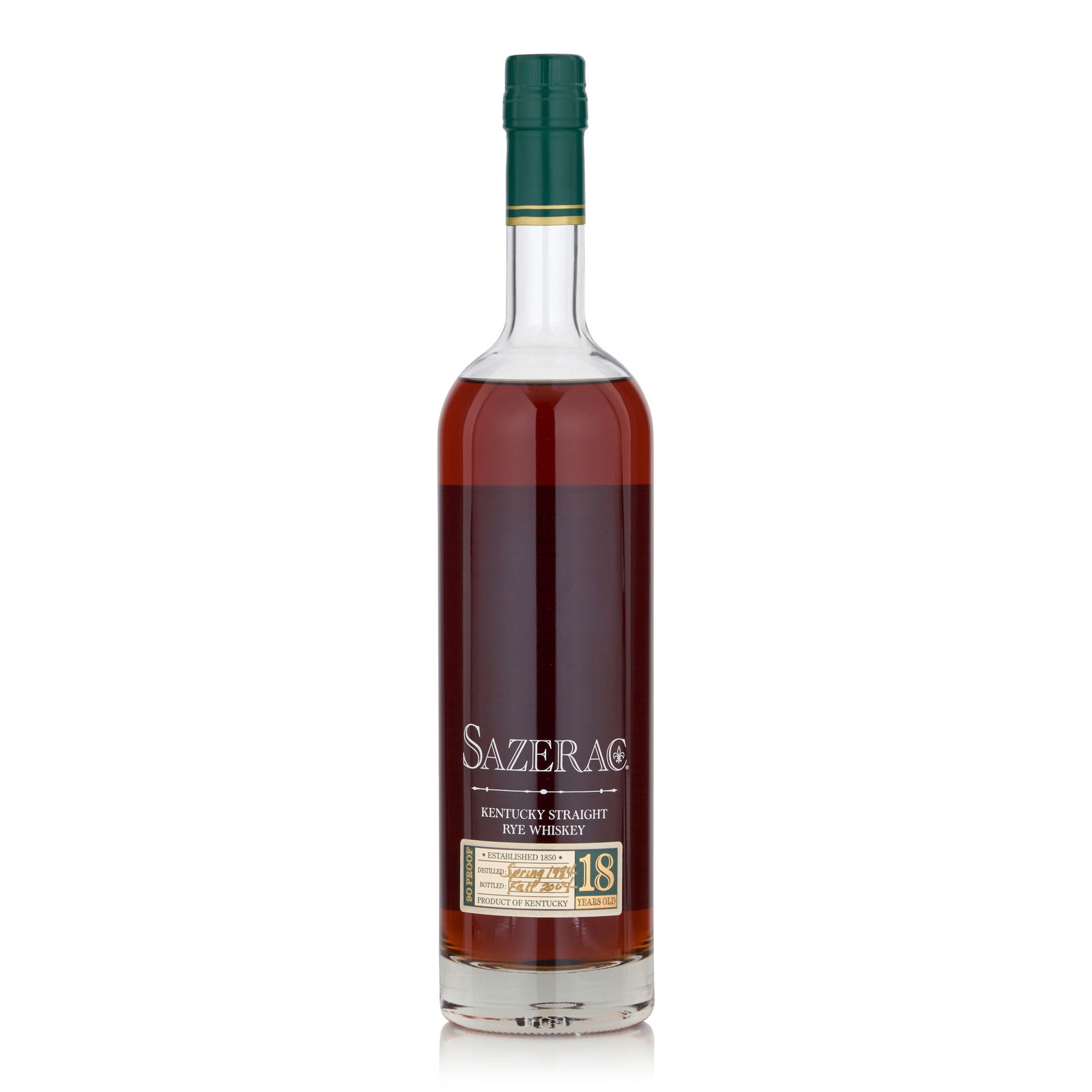 Sazerac 18 Years Old, 1984 (1 bottle, 750ml): Sazerac 18 Years Old, 1984 (1 bottle, 750ml) Region: Kentucky Alcohol content: 45% Notes: official bottling, distilled Spring 1984, bottled fall 2004 Footnotes: United States, Rye This lot is subject