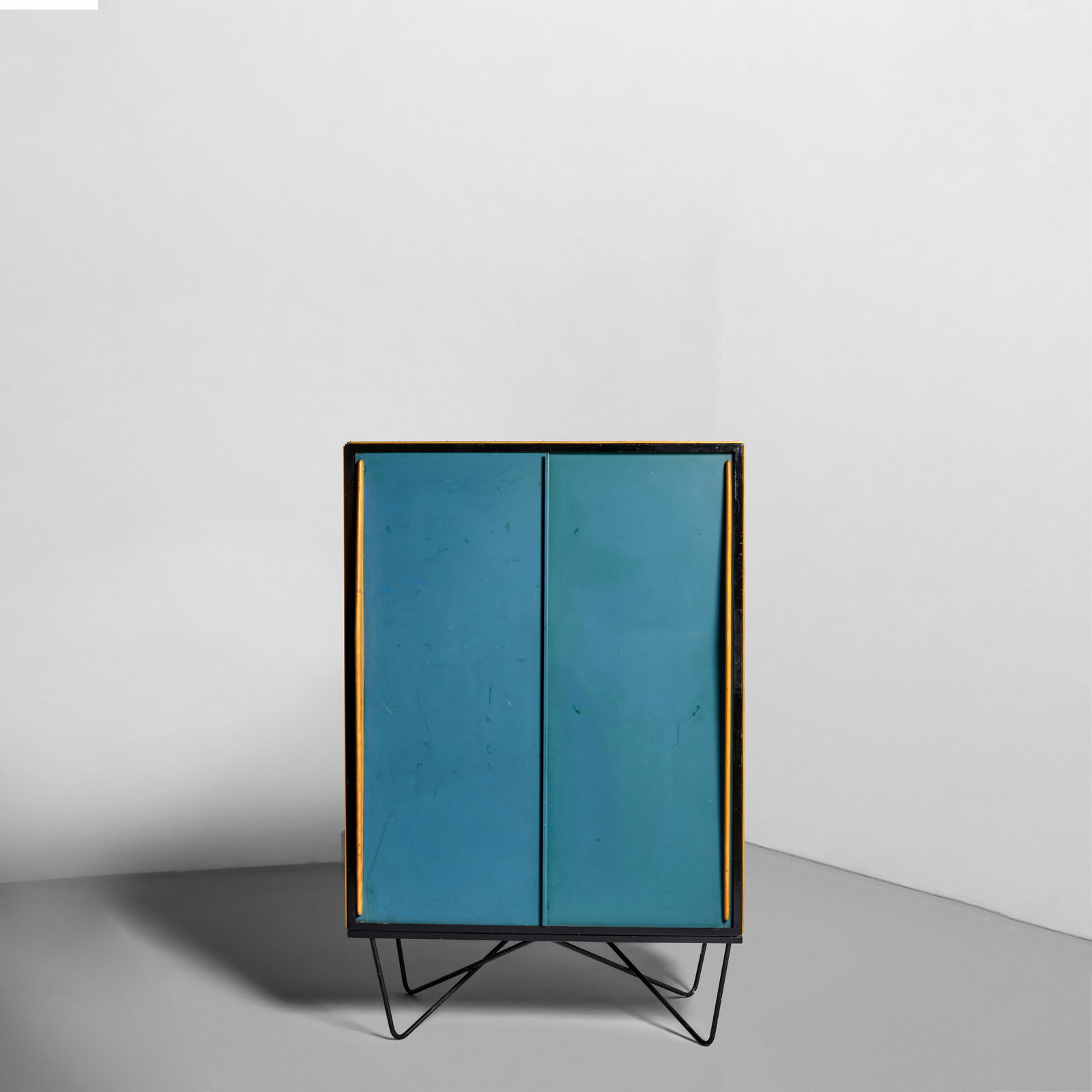 WILLY VAN DER MEEREN (1923-2002) Rare Wardrobe Cabinetcirca 1952for Tubax, enameled steel, solid... (1 of 2)