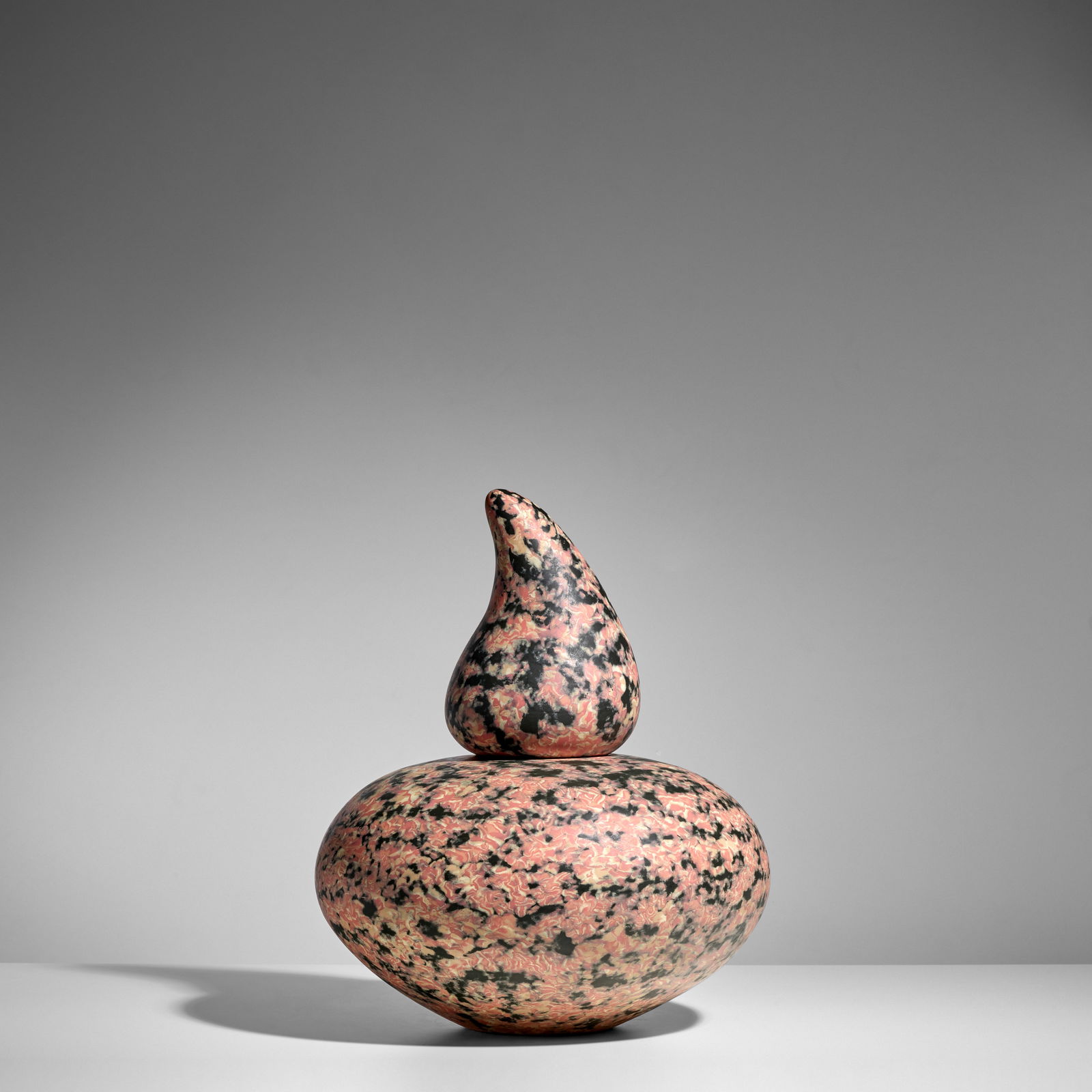 FELICITY AYLIEFF (BORN 1954) 'Pink Dragon Drop' Vase and Cover1995polychrome ceramic, incised 'F...: FELICITY AYLIEFF (BORN 1954) 'Pink Dragon Drop' Vase and Cover 1995 polychrome ceramic, incised 'F. AYLIEFF', with paper labels 'Collective J.W. N, Y. ACHTEBBERON' and 'AF8' height 15 1/4in (38.5cm);
