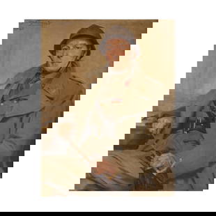 Jean Léon Henri Gouweloos (Bruxelles 1865-1943) Portrait d'Alphonse Labeye: Jean Léon Henri Gouweloos (Bruxelles 1865-1943) Portrait d'Alphonse Labeye signé et daté 'Jean Gouwelous/1940' (en haut à gauche) huile sur toile signed and dated 'Jean