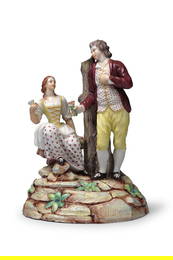 Groupe d'amoureux en porcelaine de Doccia, vers 1780 A Doccia group of lovers, circa 1780