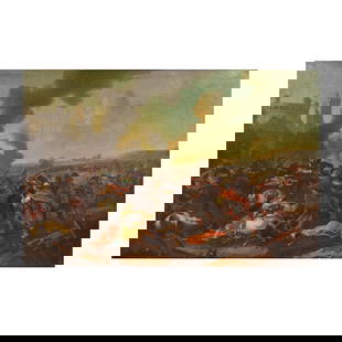 Suiveur d'August Querfurt (Wolfenbüttel 1696-1761 Vienne) La bataille de Kahlenberg: Suiveur d'August Querfurt (Wolfenbüttel 1696-1761 Vienne) La bataille de Kahlenberg huile sur toile oil on canvas 80.4 x 121cm (31 5/8 x 47 5/8in). Footnotes: Provenance Private collection,