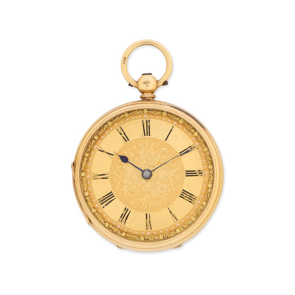 An 18K gold keyless wind open face pocket watch London Hallmark for 1879 (1 of 4)