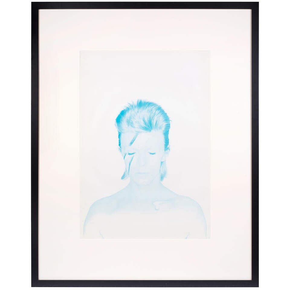 Brian Duffy (1933-2010): Set of three signed original Aladdin Sane printer's proof separations, ...: Brian Duffy (1933-2010): Set of three signed original Aladdin Sane printer's proof separations, 1973, Comprising three printer's proofs each signed by Duffy on the reverse in black; one green, framed