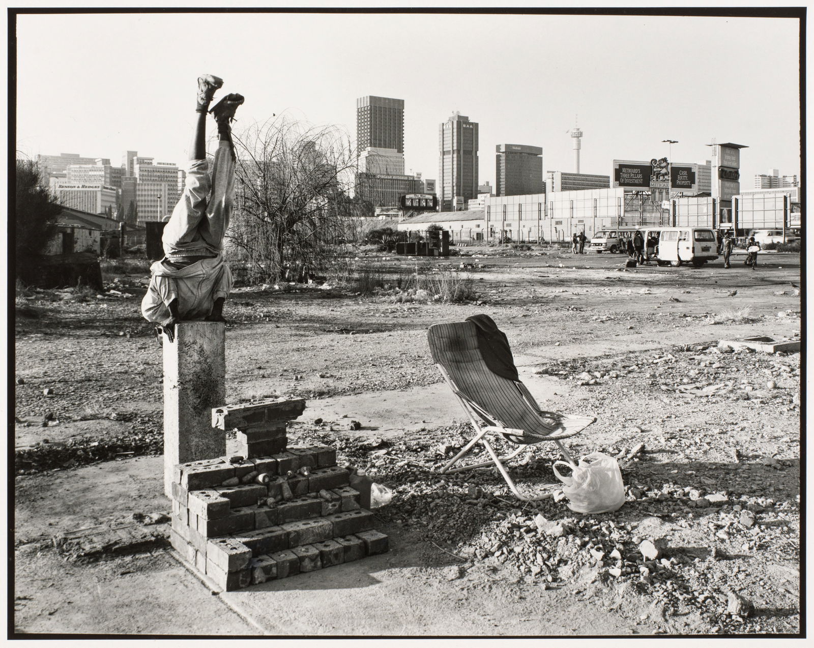 David Goldblatt (South African, 1930-2018) 'Abraham Thipe with one of his arrangements and his d...: David Goldblatt (South African, 1930-2018) 'Abraham Thipe with one of his arrangements and his deckchair, Newtown, 14 August 1990' stamped 'COPYRIGHT BY/ DAVID GOLDBLATT/ BOX 1464, JOHANNESBURG/ SOUTH