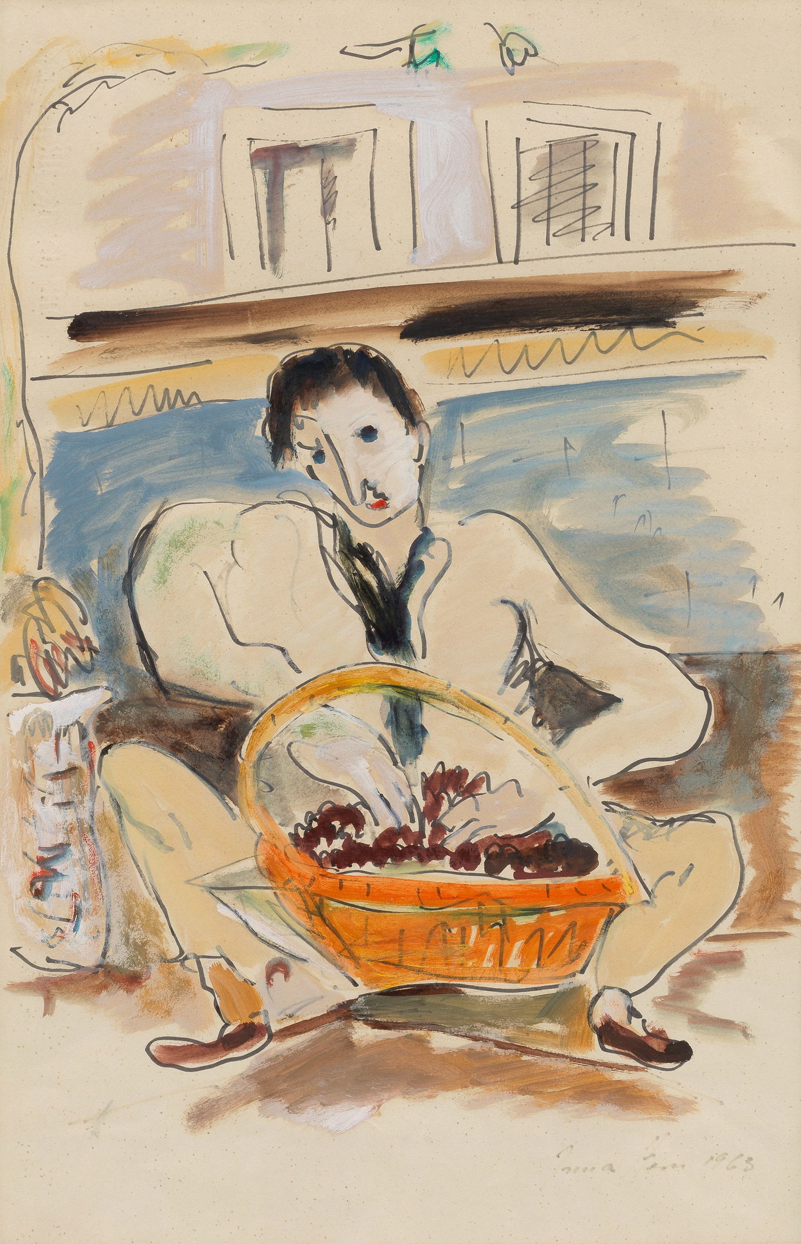 Irma Stern (South African, 1894-1966) Fruit Seller: Irma Stern (South African, 1894-1966) Fruit Seller signed and dated 'Irma Stern 1963' (lower right) watercolour on paper 49 x 31.5cm (19 5/16 x 12 3/8in).