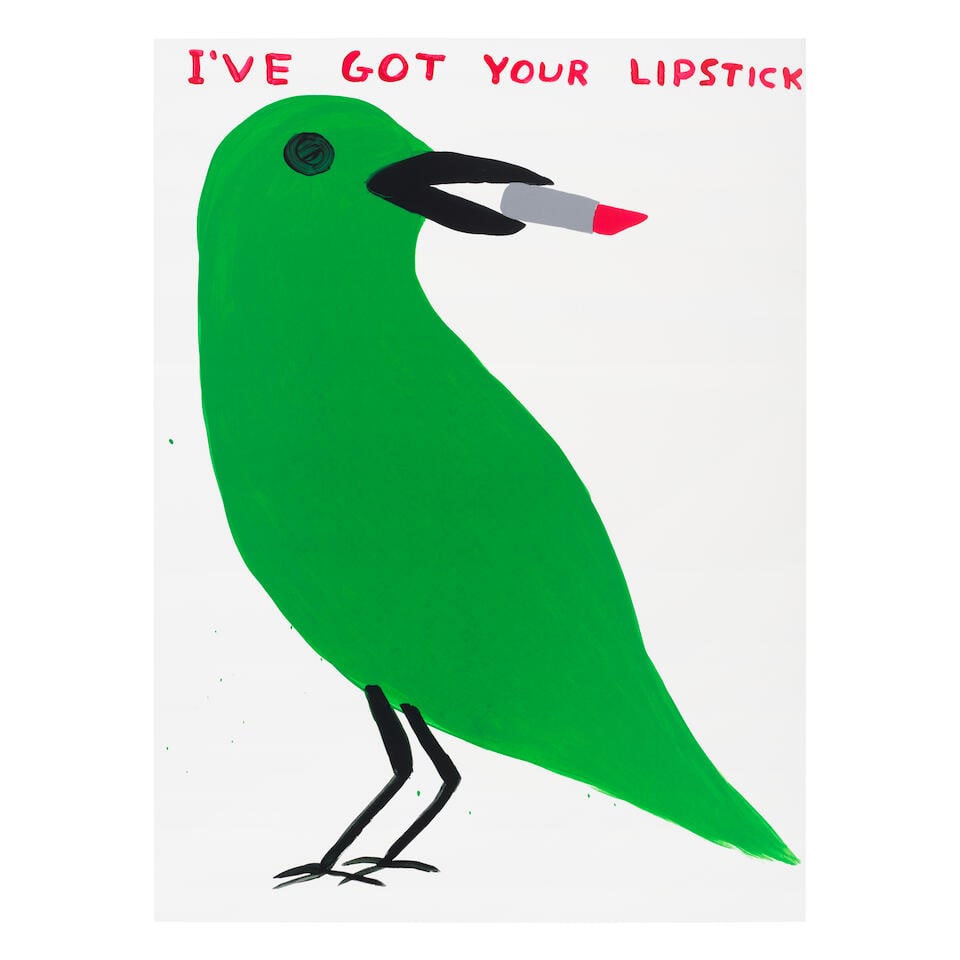 David Shrigley (British, born 1968) I've Got Your Lipstick Screenprint in colours, 2021, on wove...: David Shrigley (British, born 1968) I've Got Your Lipstick Screenprint in colours, 2021, on wove paper, signed with the initials and dated in black ink on the accompanying certificate of authenticity,
