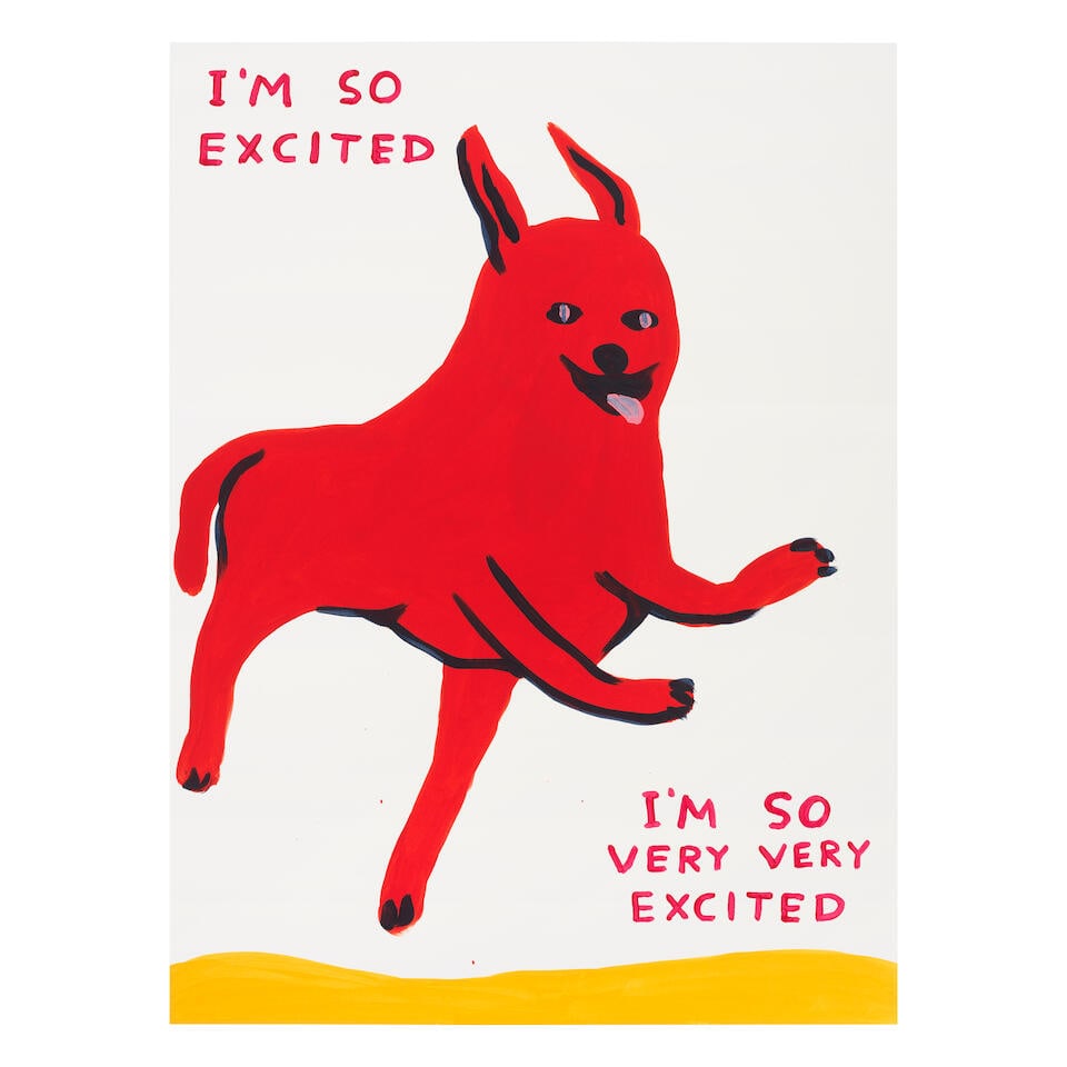 David Shrigley (British, born 1968) I'm So Excited Screenprint in colours with varnish overlay, ...: David Shrigley (British, born 1968) I'm So Excited Screenprint in colours with varnish overlay, 2022, on Somerset Satin wove paper, signed with the initials, dated and numbered 5/125 in pencil verso (