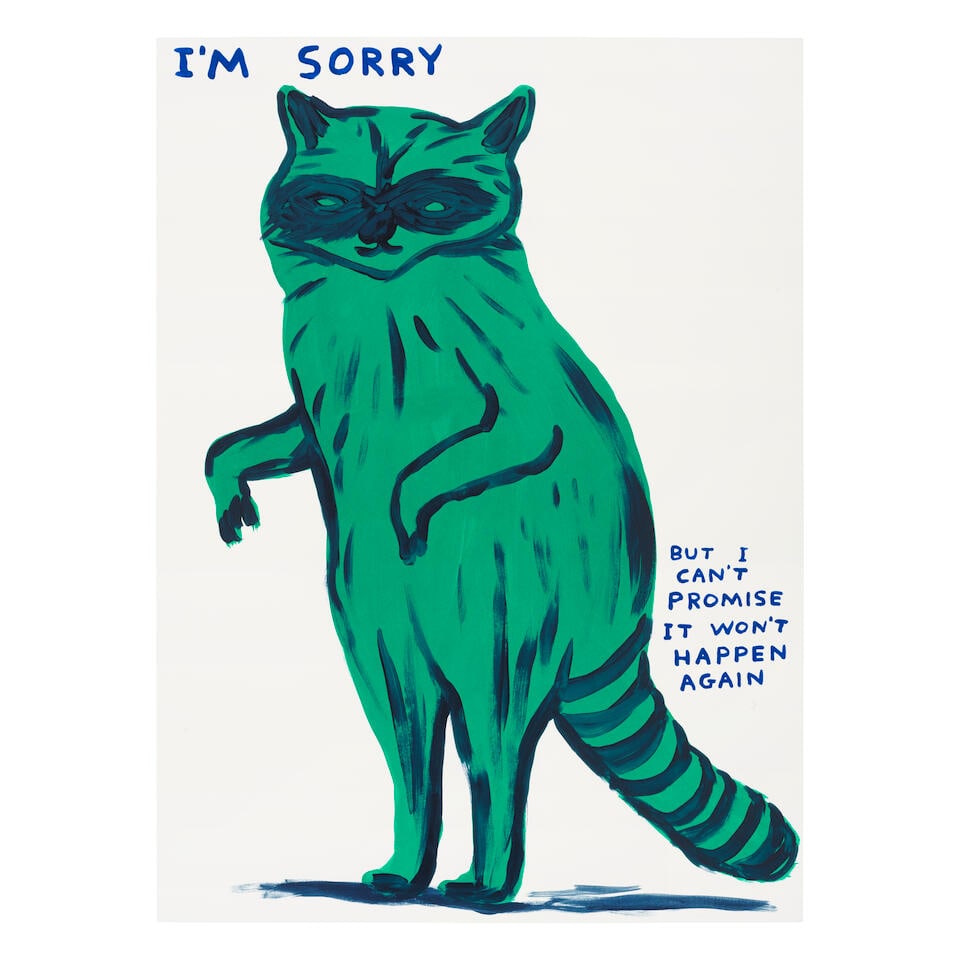 David Shrigley (British, born 1968) I'm Sorry I Can't Promise It Won't Happen Again Screenprint ...: David Shrigley (British, born 1968) I'm Sorry I Can't Promise It Won't Happen Again Screenprint in colours, 2021, on Somerset Satin wove paper, signed with the initials, dated and numbered 89/125 in p