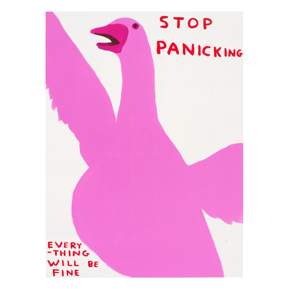 David Shrigley (British, born 1968) Stop Panicking Screenprint in colours, 2021, on Somerset Sat...: David Shrigley (British, born 1968) Stop Panicking Screenprint in colours, 2021, on Somerset Satin wove paper, signed with the initials, dated and inscribed numbered 31/125 in pencil verso (there were