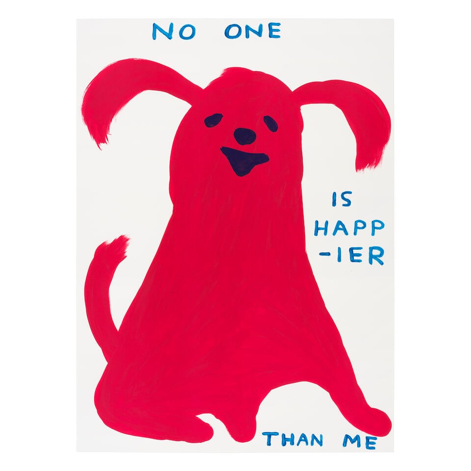 David Shrigley (British, born 1968) No One Is Happier than Me Screenprint in colours, 2022, on S...: David Shrigley (British, born 1968) No One Is Happier than Me Screenprint in colours, 2022, on Somerset Satin wove paper, signed with the initials, dated and numbered 98/125 in pencil verso, printed a