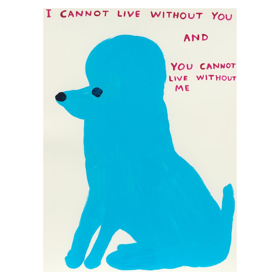 David Shrigley (British, born 1968) I Cannot Live Without You Screenprint in colours, 2019, on S...: David Shrigley (British, born 1968) I Cannot Live Without You Screenprint in colours, 2019, on Somerset wove paper, signed with the initials, dated and numbered 94/125 in pencil verso, printed and pub