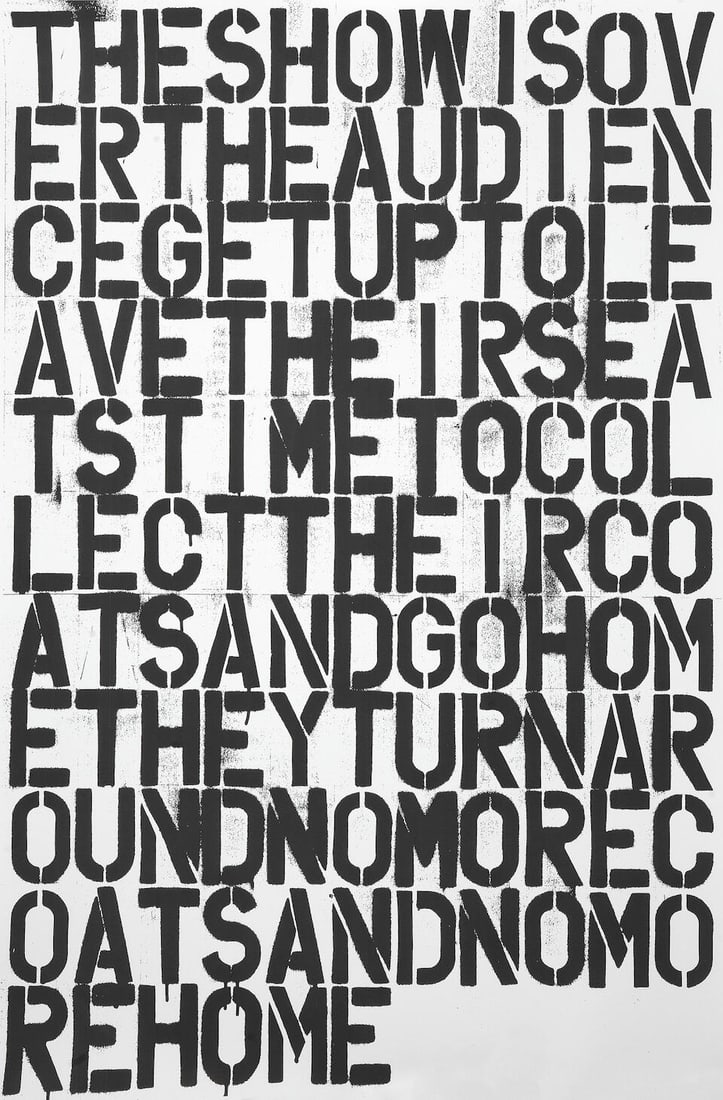 Christopher Wool (American, born 1955) & Félix González-Torres (Cuban-born American, 1...: Christopher Wool (American, born 1955) & Félix González-Torres (Cuban-born American, 1957-1996) Untitled (The Show is Over) Digital print in black, 1993, on wove paper, from the edition of a