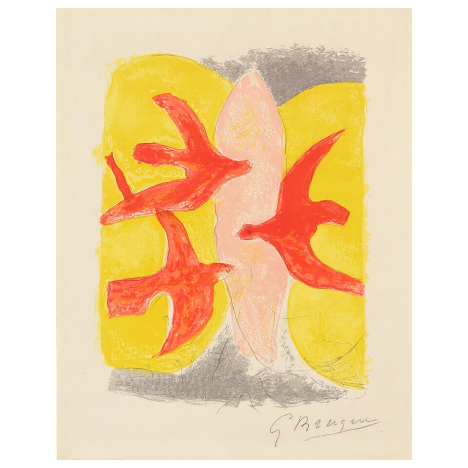 Georges Braque (French, 1882-1963) Descente aux enfers Lithograph in colours, 1961, on simili-Ja...: Georges Braque (French, 1882-1963) Descente aux enfers (Vallier 171) Lithograph in colours, 1961, on simili-Japon paper, signed in pencil, from the total edition of 200, printed by Mourlot, published