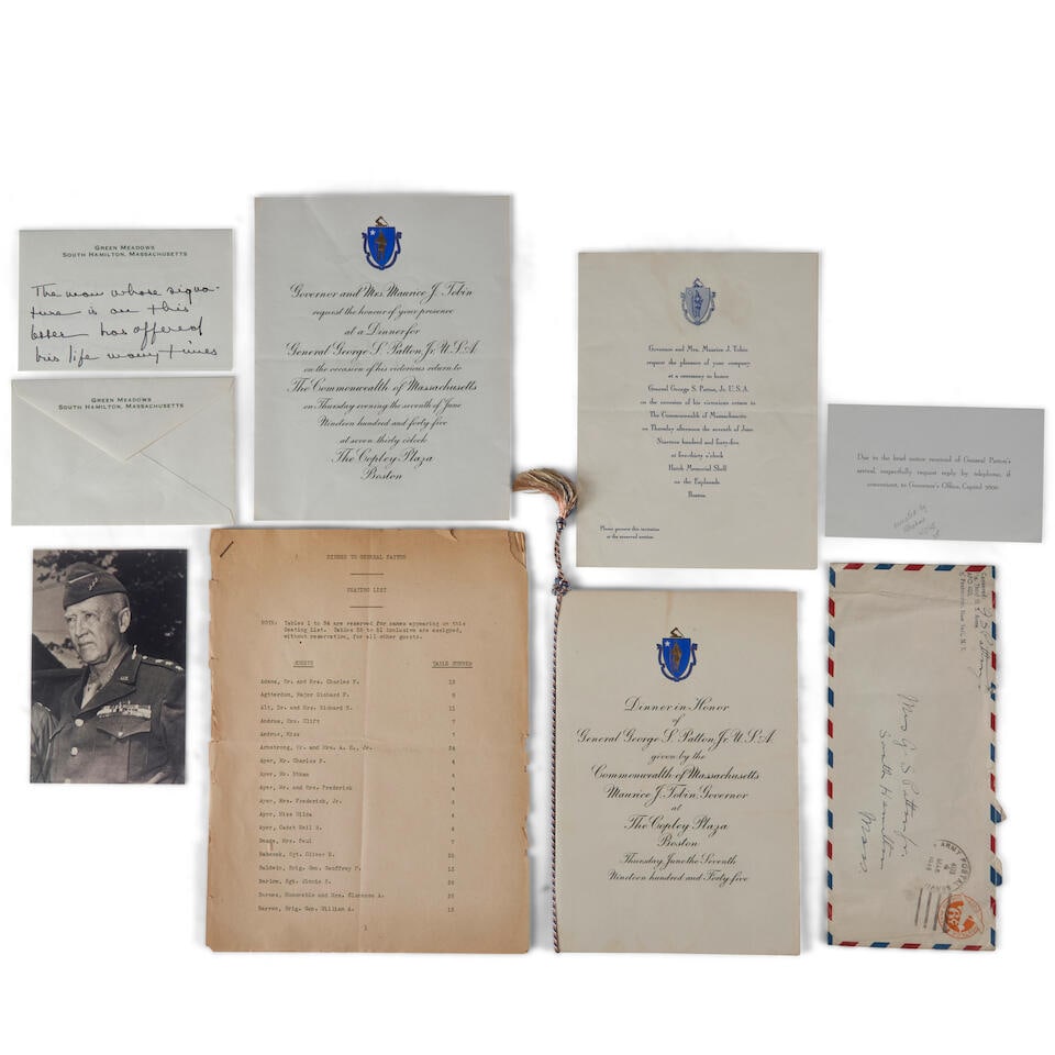 PATTON'S VICTORIOUS RETURN. A group of ephemera from a dinner celebrating General George Patton'... (1 of 1)