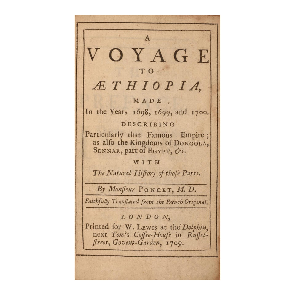 PONCET, CHARLES-JACQUES. d.1706. A Voyage to Aethiopia, Made in the Years 1698, 1699, 1700. Lond... (1 of 1)