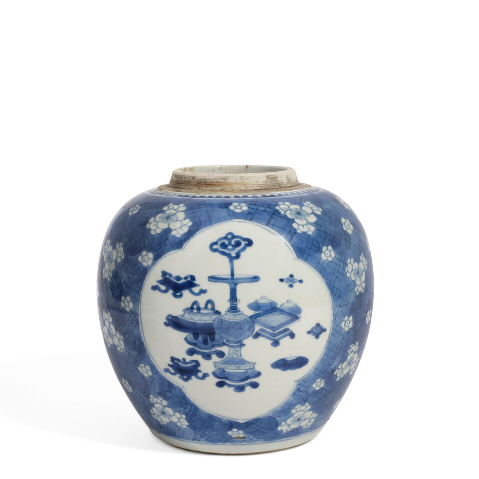 A BLUE AND WHITE 'ANTIQUITY' GINGER JAR Kangxi period