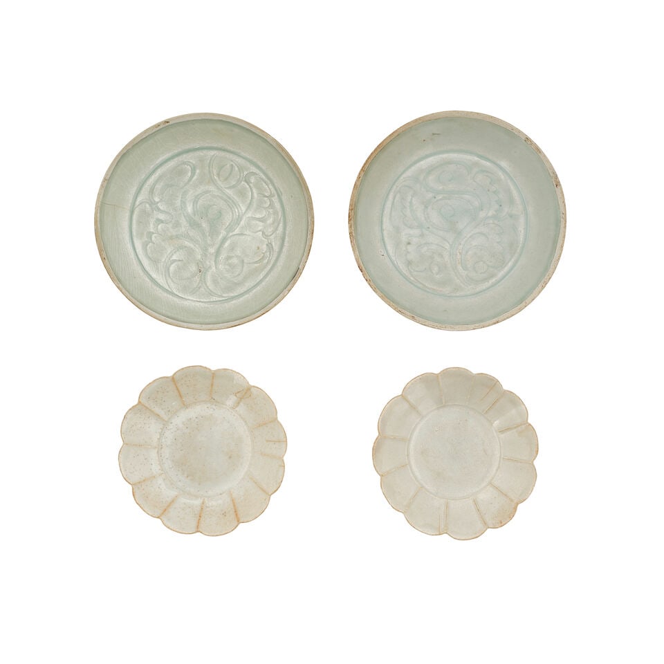 A GROUP OF FOUR QINGBAI 'FLORAL' DISHES Song dynasty (4)
