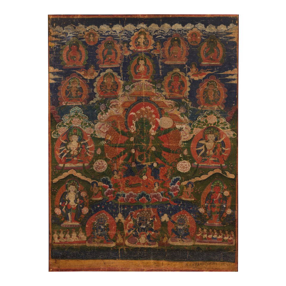A TIBETAN THANGKA AND A NEPALESE PAUBHA Thangka: 19th century;Paubha: 18th/19th century (2)