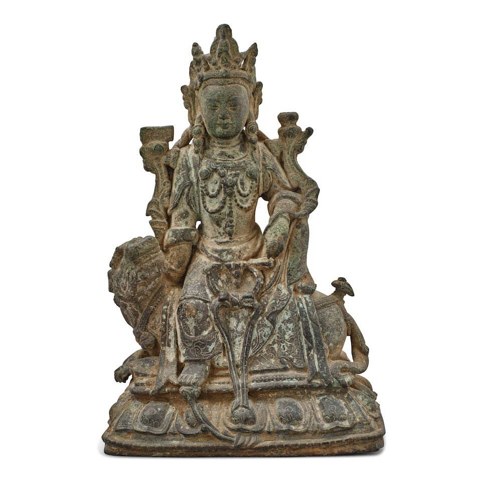 A CAST BRONZE SEATED FIGURE OF BODHISATTVA 18th century