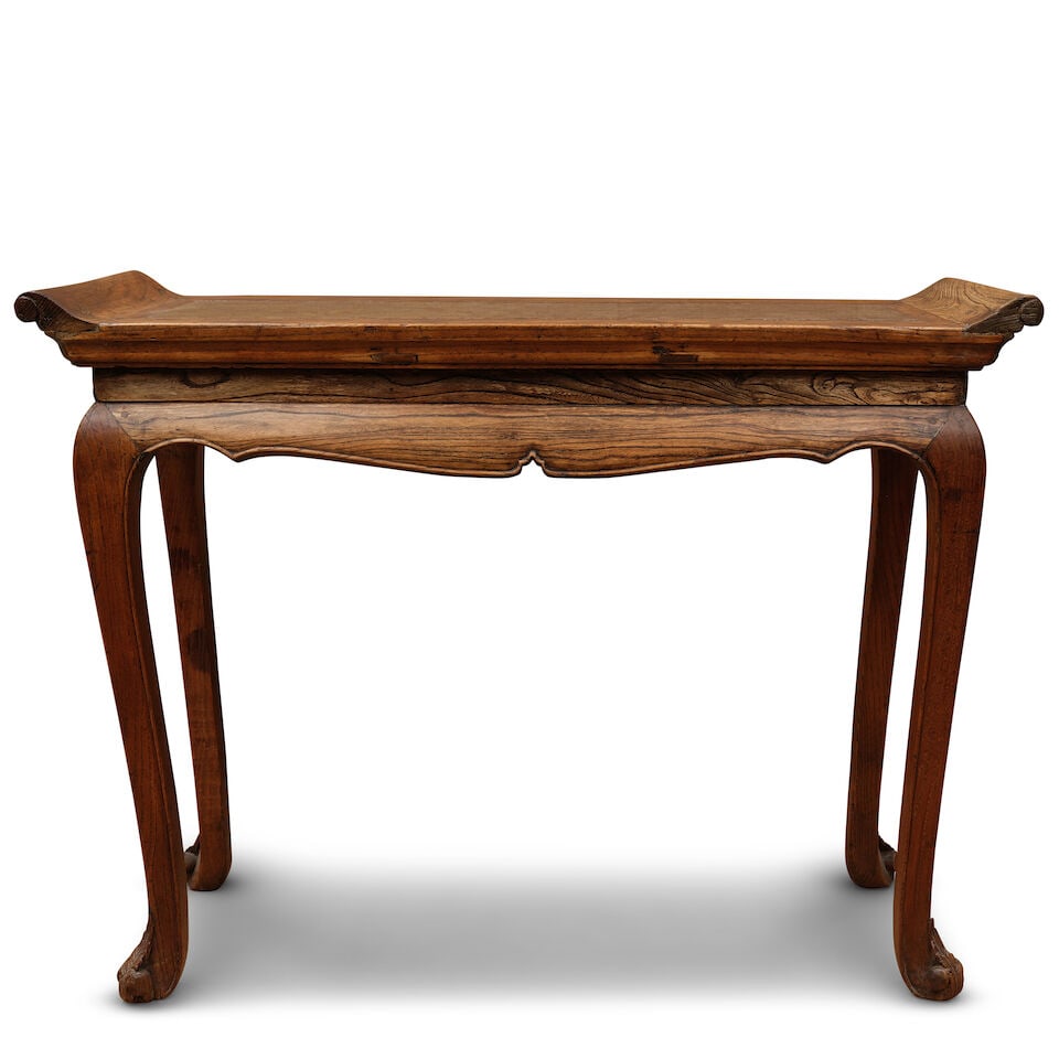 A PUDDINGSTONE INSET JUMU ALTAR TABLE, QIAOTOUAN 19th century