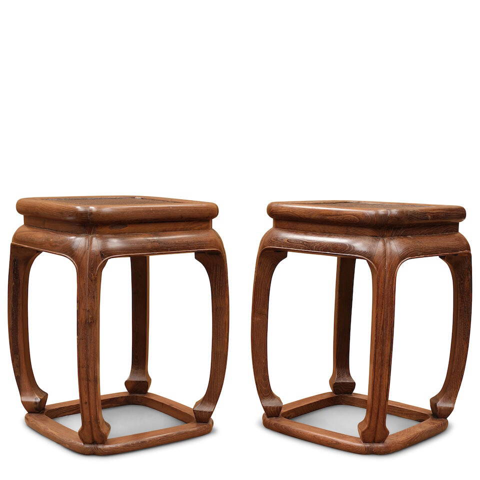 A PAIR OF JUMU WAISTED STOOLS, FANGDENG 20th century (2)