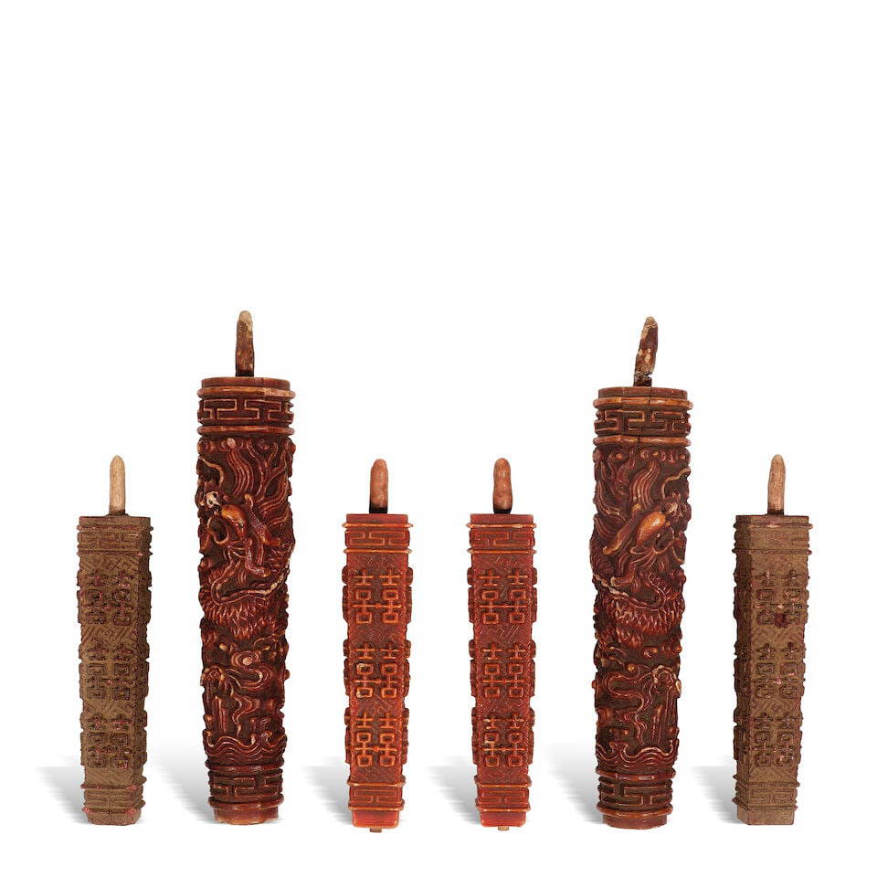 A GROUP OF SIX CANDLES Late Qing dynasty (6)