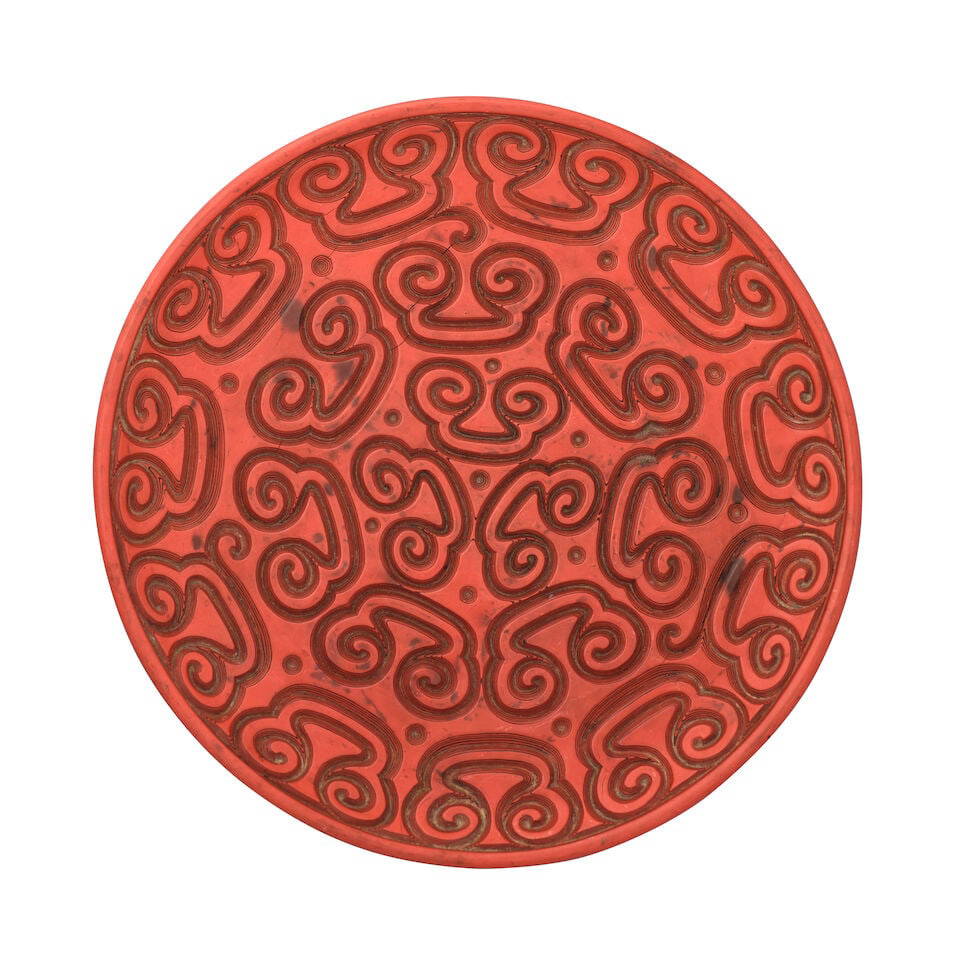 TSUISHU YŌSEI LINEAGE A Japanese Red-and-Black Lacquer Guri Style Round Tray Edo period (1...