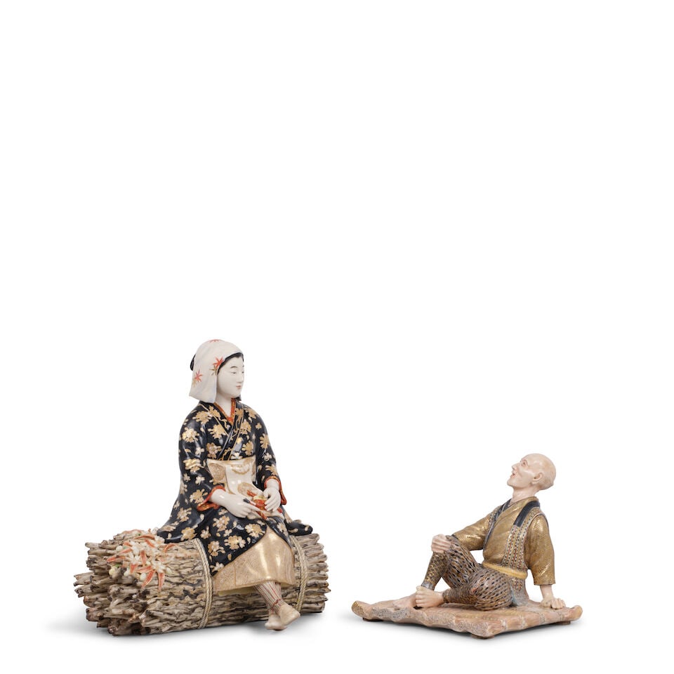 TWO JAPANESE GILT POLYCHROME SATSUMA FIGURES Meiji era (1868-1912), circa 1900 (2)