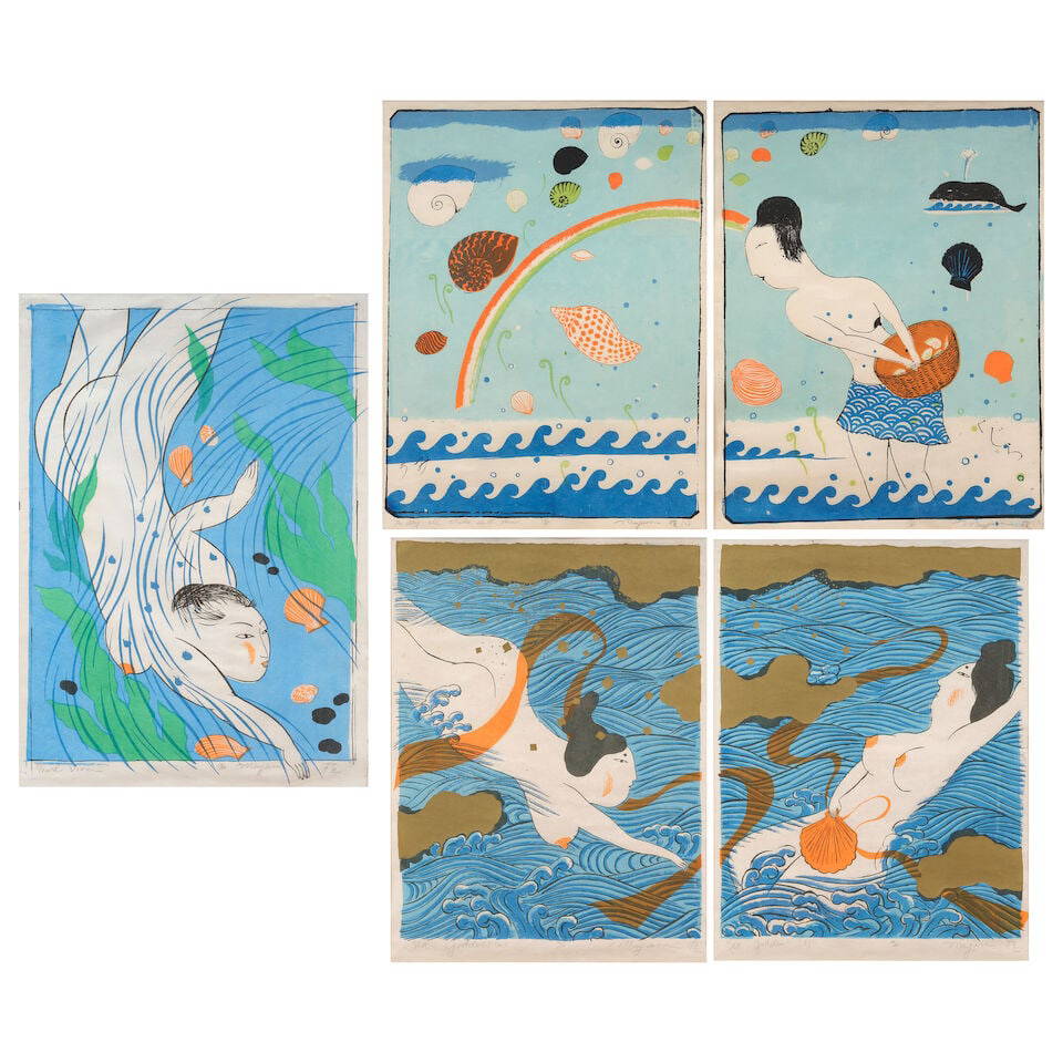 MAYUMI ODA (BORN 1941) A Group of Two Diptych Screenprints in Colors and One Screenprint in Colo...