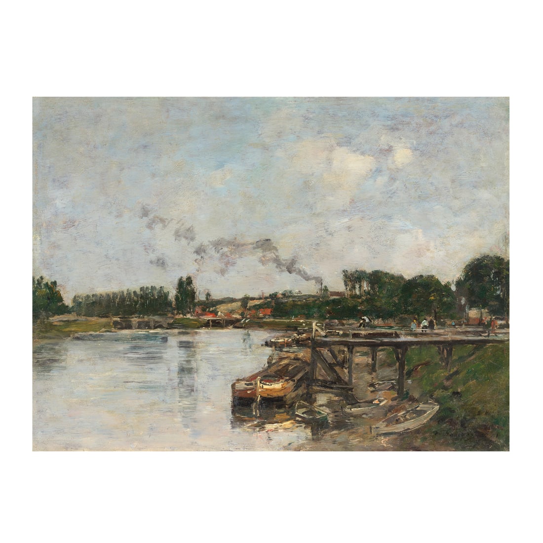 EUGÈNE BOUDIN (1824-1898) Saint-Valery-sur-Somme, le Canal d'Abbeville (Painted in 1891): EUGÈNE BOUDIN (1824-1898) Saint-Valery-sur-Somme, le Canal d'Abbeville signed and dated 'E. Boudin 91' (lower right) oil on panel 34.2 x 46.6cm (13 7/16 x 18 3/8in). Painted in 1891