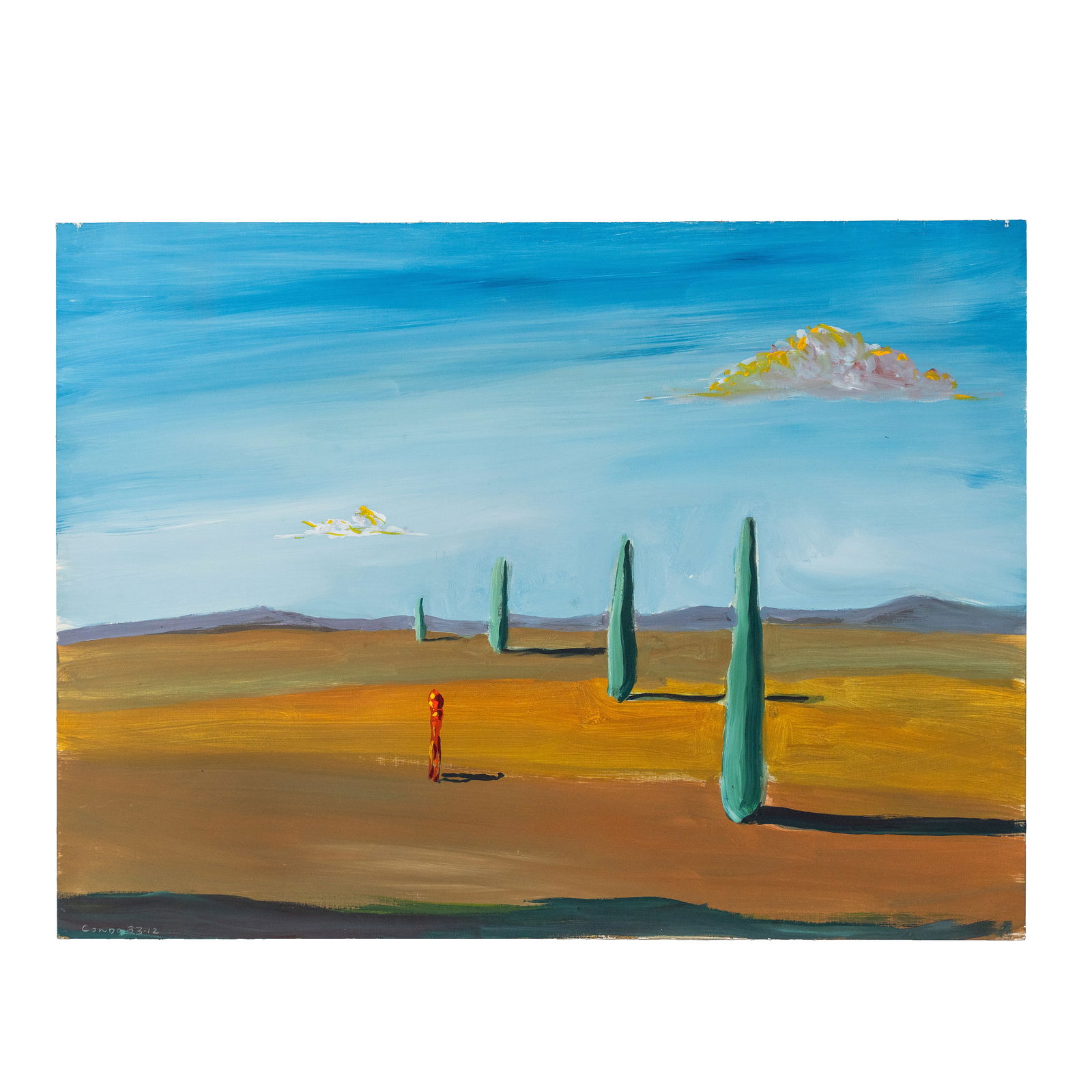 GEORGE CONDO (B. 1957) Lonely Red Man (Executed in 1983): GEORGE CONDO (B. 1957) Lonely Red Man signed and dated 'Condo 83-12' (lower left); signed, titled and dated 'Condo 83.12 Lonely Red Man' (on the reverse) oil on paper 41.8 x 55.8cm (16 3/8 x 21 7/8in)