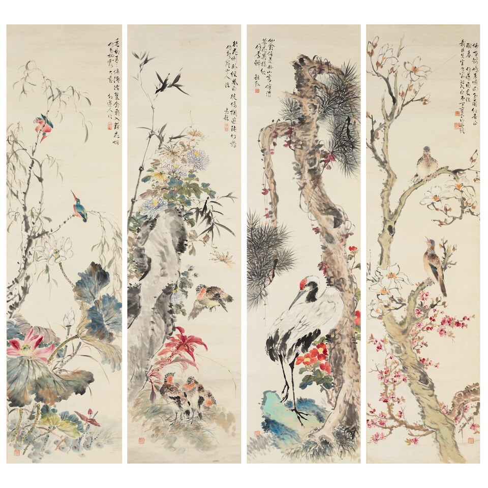 DING BAOSHU (1865-1935) Flowers and Birds of the Four Seasons (1 of 5)
