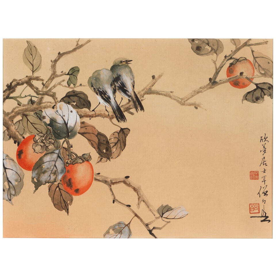 HUANG HUANWU (1906-1985) Pair of Birds on a Peach Branch (1 of 4)