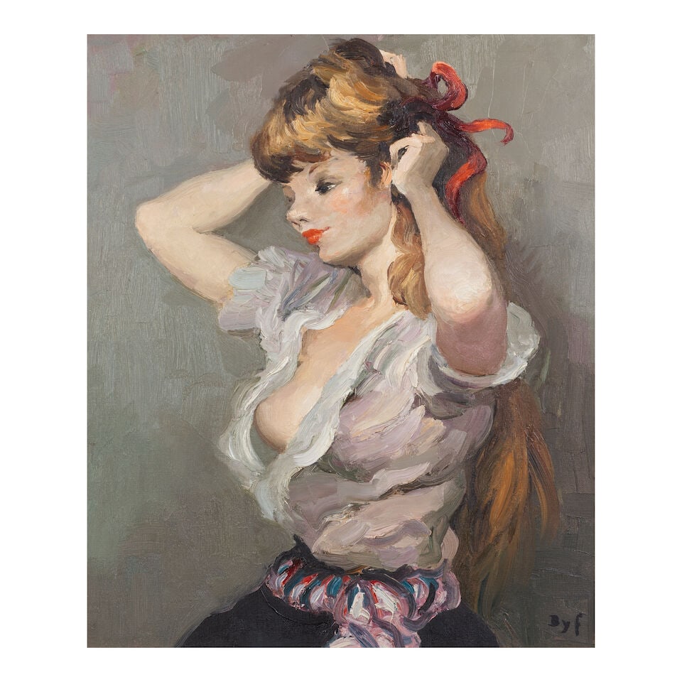 Marcel Dyf (French, 1899-1985) Claudine à la coiffure: Marcel Dyf (French, 1899-1985) Claudine à la coiffure signed 'DYF' (lower right) oil on canvas 55 x 45cm (21 5/8 x 17 11/16in). Footnotes: Provenance Anon. sale, Sotheby's, London, 21 October 198