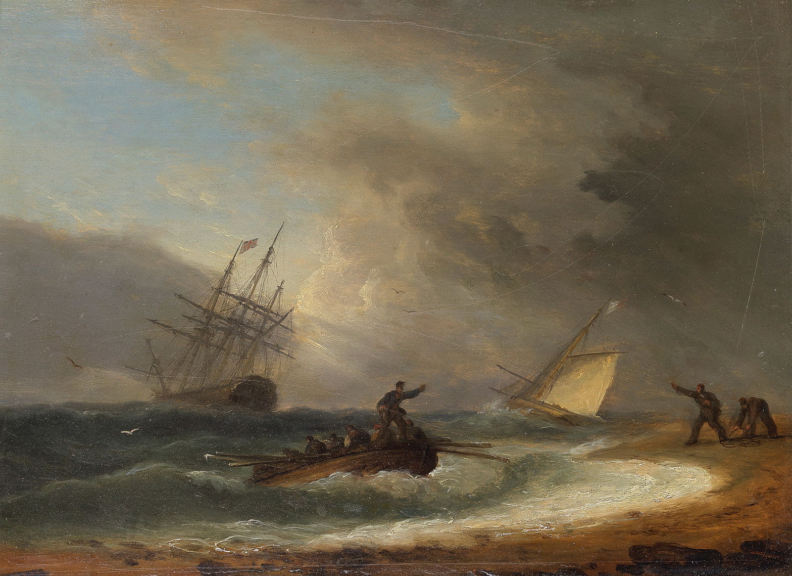 Thomas Luny (British, 1759-1837) The rescue: Thomas Luny (British, 1759-1837) The rescue signed and dated 'Luny 1820' (lower left) oil on panel 27.3 x 37.2cm (10 3/4 x 14 5/8in).