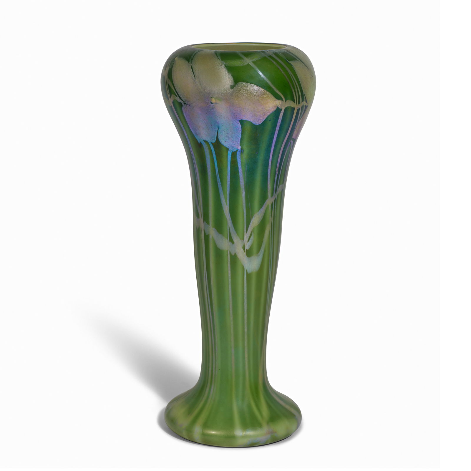 QUEZAL (1901-1924) Floral Decorated Vasecirca 1910iridescent glass, etched 'Quezal 60' on unders... (1 of 1)
