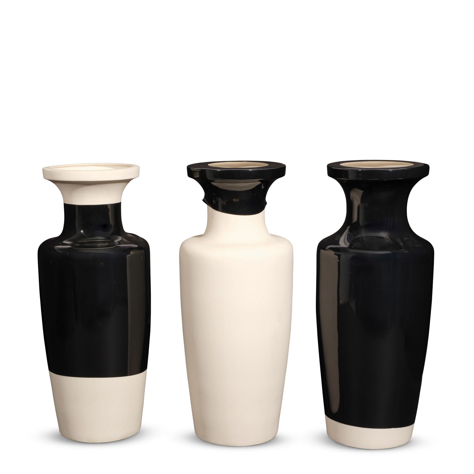 PATRIK FREDRIKSON (BORN 1968) & IAN STALLARD (BORN 1973) Group of Three Ming #1 Vases2004PVC, po...: PATRIK FREDRIKSON (BORN 1968) & IAN STALLARD (BORN 1973) Group of Three Ming #1 Vases 2004 PVC, porcelain, each with FREDRIKSON STALLARD EDITION stamp on underside; from the edition of 500, numbers 19