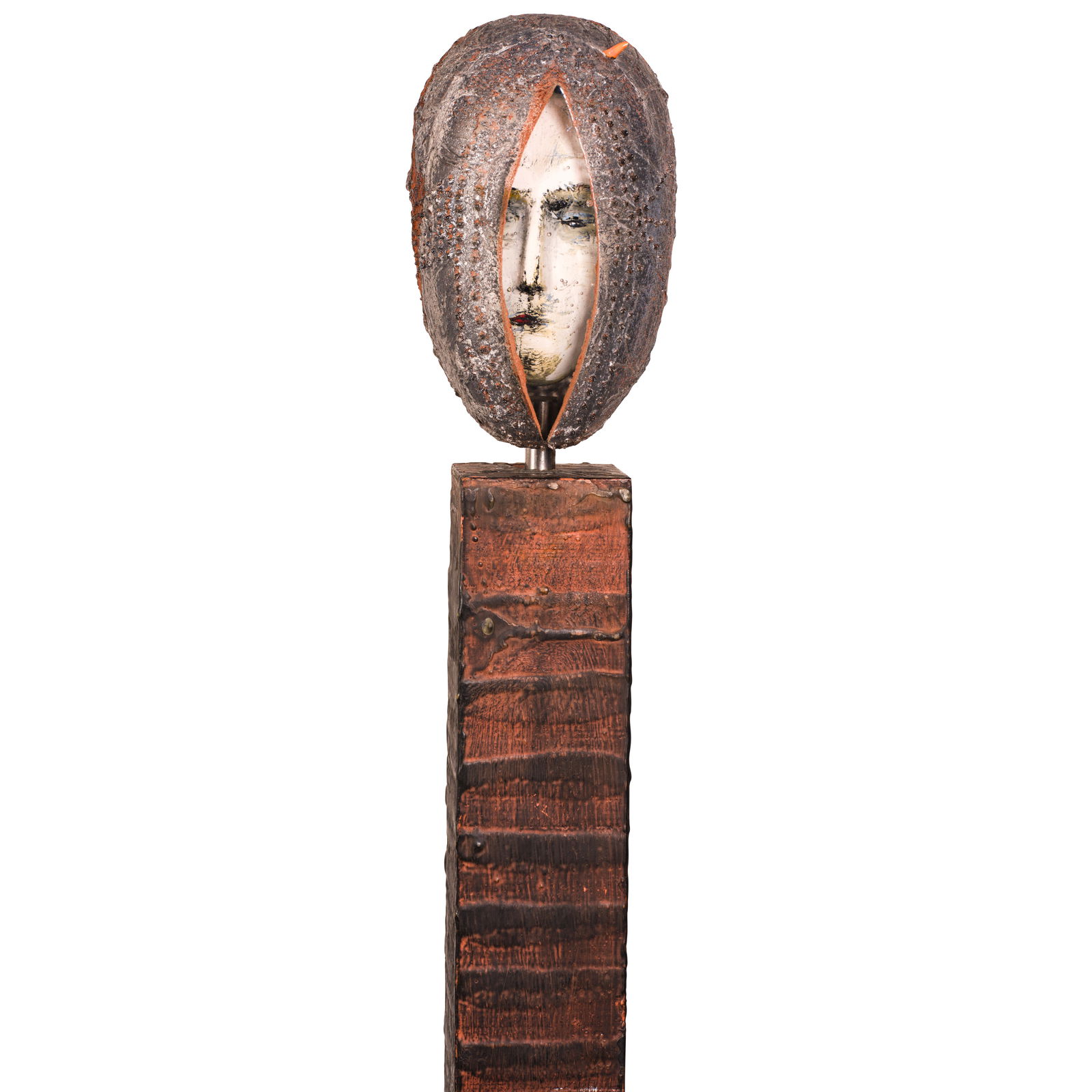 BERTIL VALLIEN (1938-2018) Head Sculpture on Standcast and polished glass, steel, etched 'B. Val...: BERTIL VALLIEN (1938-2018) Head Sculpture on Stand cast and polished glass, steel, etched 'B. Vallien Kosta Boda' with further inscription height 72in (183cm); width 14in (36cm); depth 14in (36cm) Thi