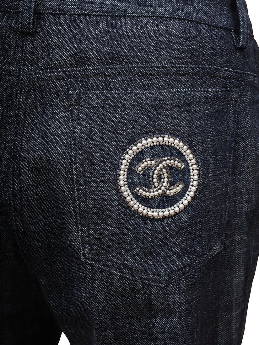 CHANEL: DENIM TROUSERS WITH BEADED CC BACK POCKET  2005 (1 of 2)