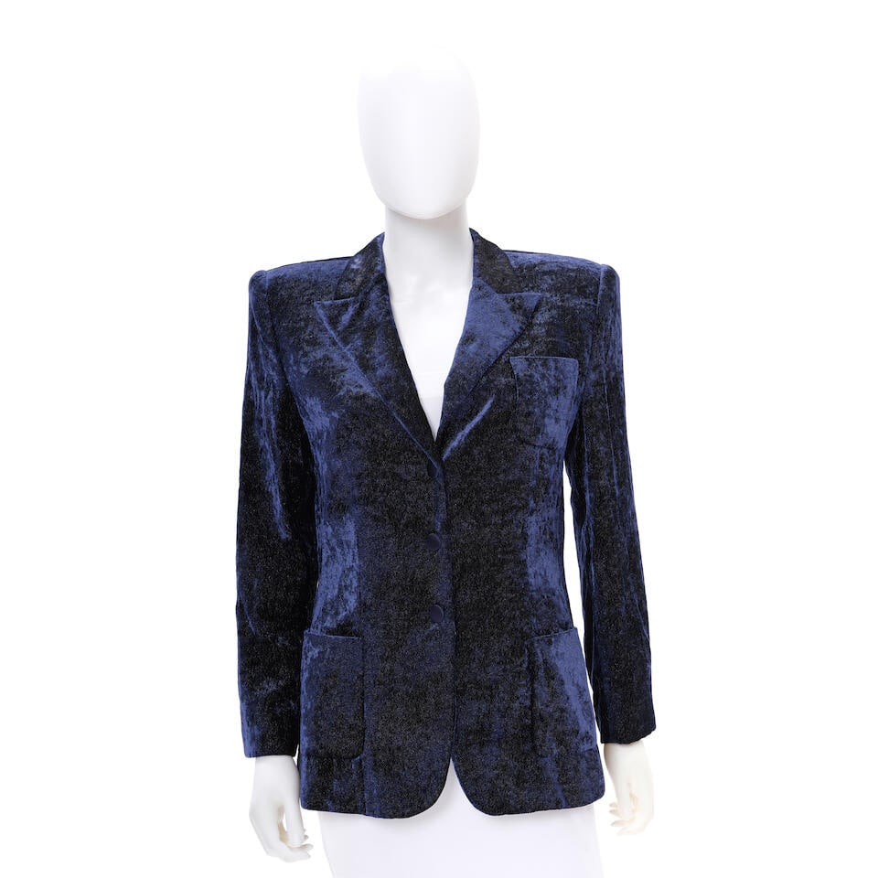 GIORGIO ARMANI: NAVY AND METALLIC BLEND CRUSHED VELVET EVENING JACKET (1 of 1)