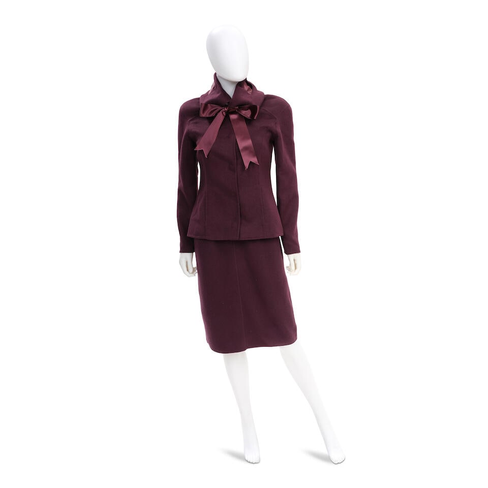 OSCAR DE LA RENTA: AUBERGINE CASHMERE DRESS SUIT ENSEMBLE (1 of 3)