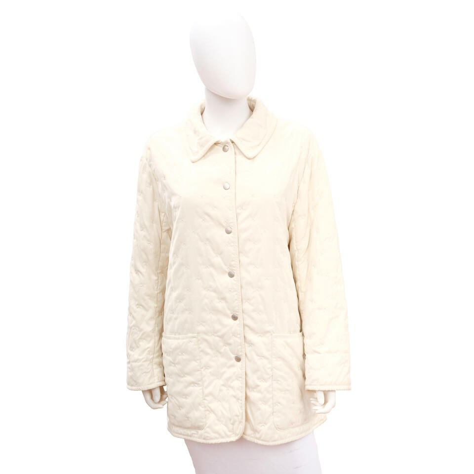 HERMÈS: WHITE QUILTED FIELD JACKET Late 1990's- Early 2000's (1 of 1)