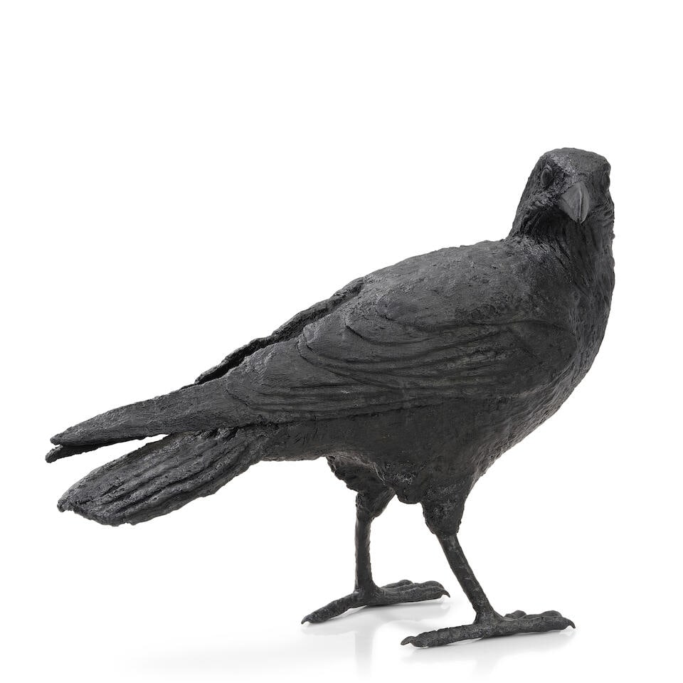 JIM EPPLER (AMERICAN, BORN 1950): FOUR PATINATED BRONZE FIGURES OF CROWSLate 20th/early 21st cen...: JIM EPPLER (AMERICAN, BORN 1950): FOUR PATINATED BRONZE FIGURES OF CROWS Late 20th/early 21st century All signed and inscribed Eppler ©, with various edition numbers. the tallest height 14 1/2in