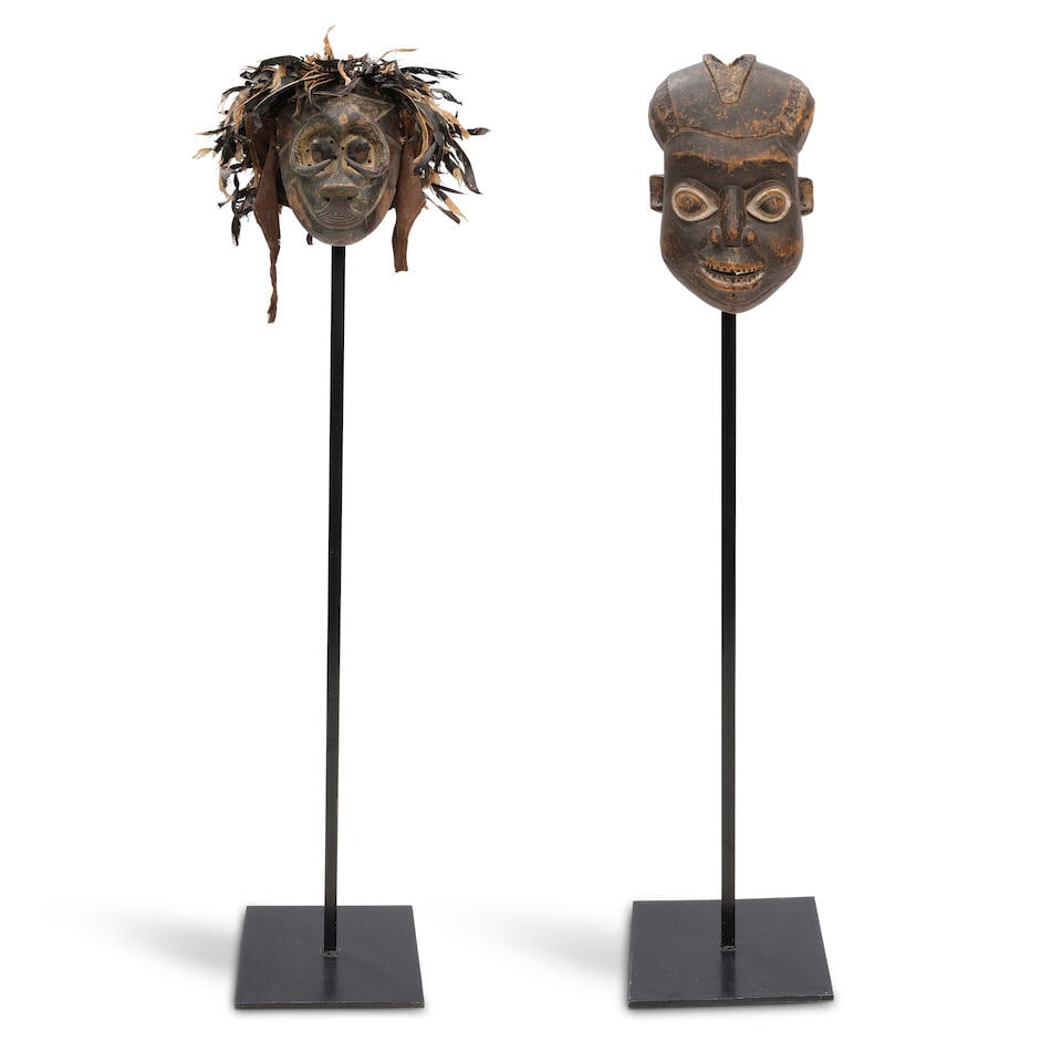 TWO AFRICAN TRIBAL STYLE MASKS20th century (1 of 5)