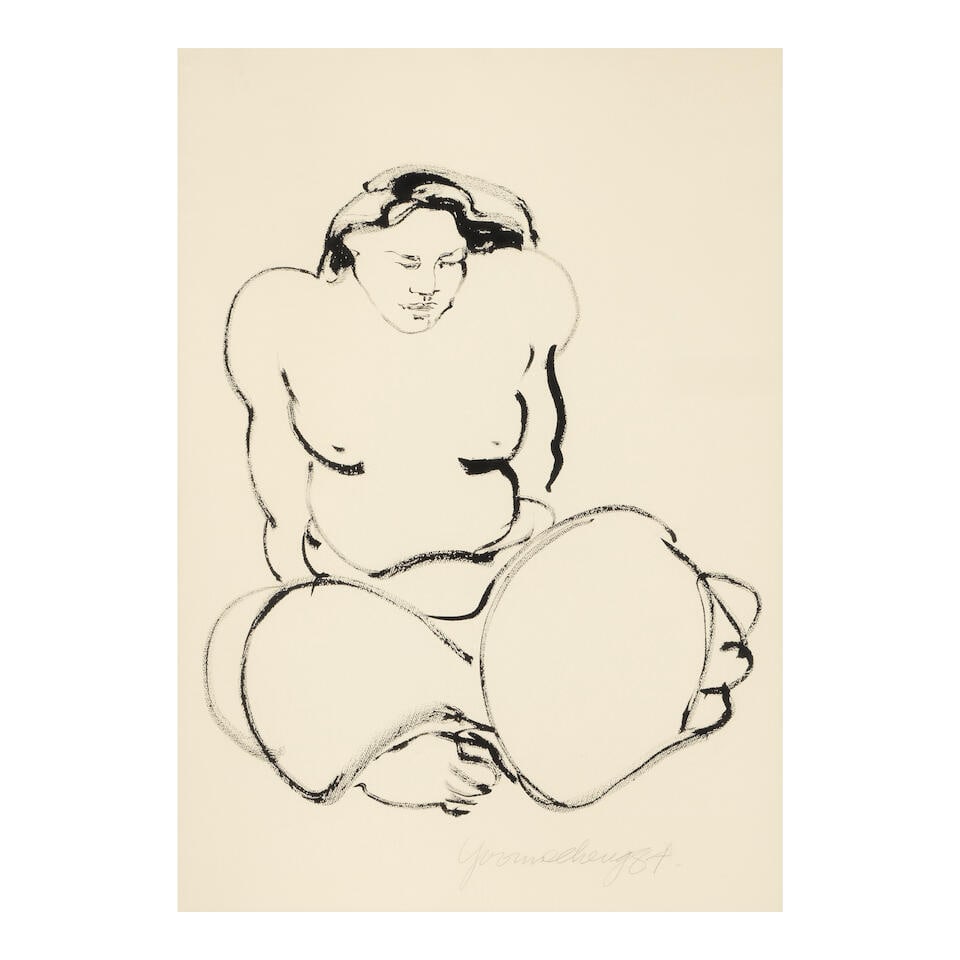 YVONNE CHENG (B. 1941) Portrait of a Seated Nude sight 37 x 26 in. (Painted in 1984.): YVONNE CHENG (B. 1941) Portrait of a Seated Nude signed and dated 'Yvonne Cheng '84' (lower right) ink on paper sight 37 x 26 in. Painted in 1984. This lot is subject to the following lot symbols: 