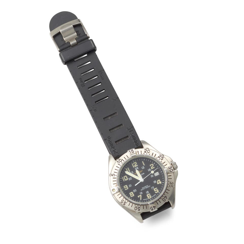 GENE HACKMAN'S PERSONAL BREITLING STAINLESS STEEL QUARTZ CALENDAR WRISTWATCHColt model, 1990s (1 of 2)