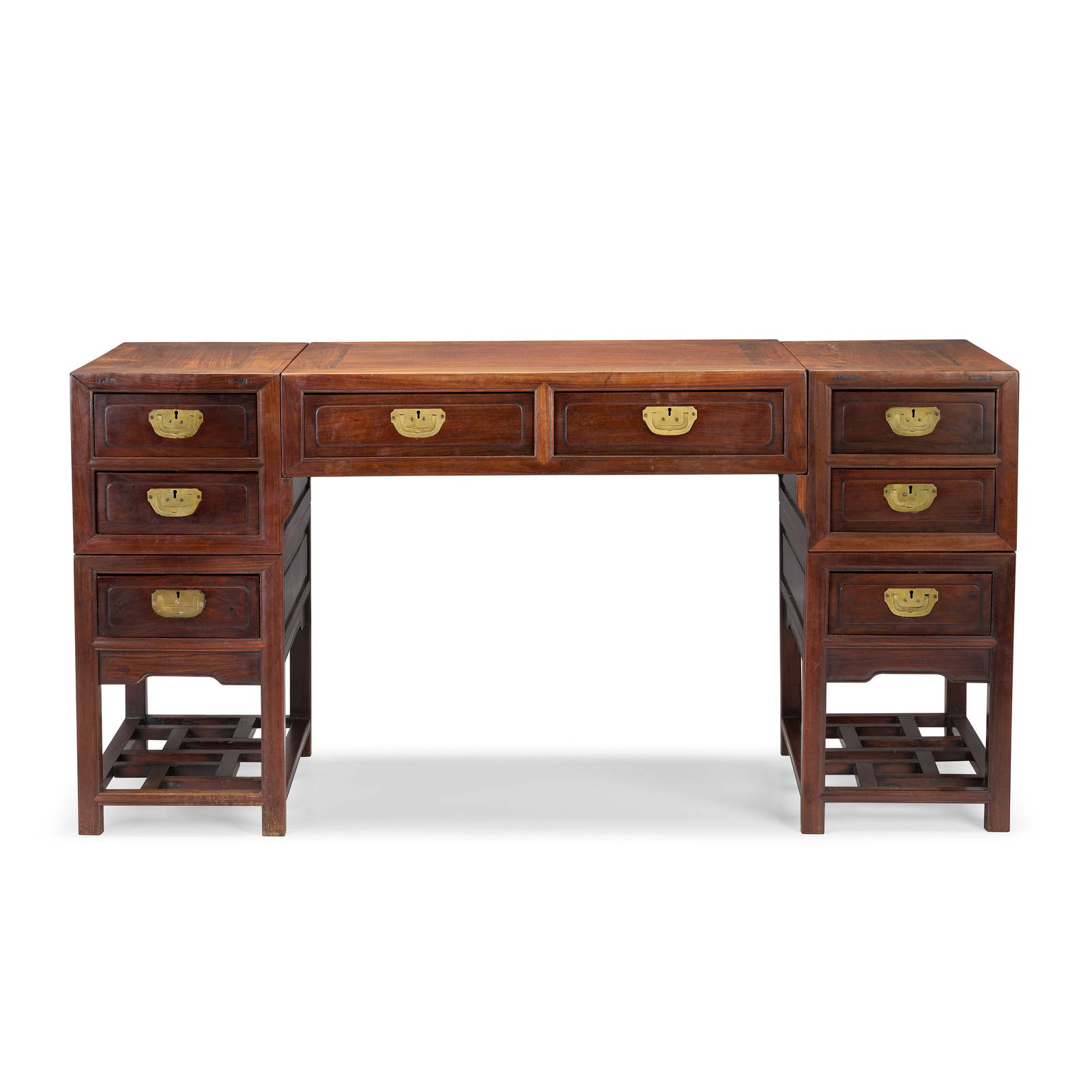 A HUANGHUALI PEDASTAL DESK 19th century (5)